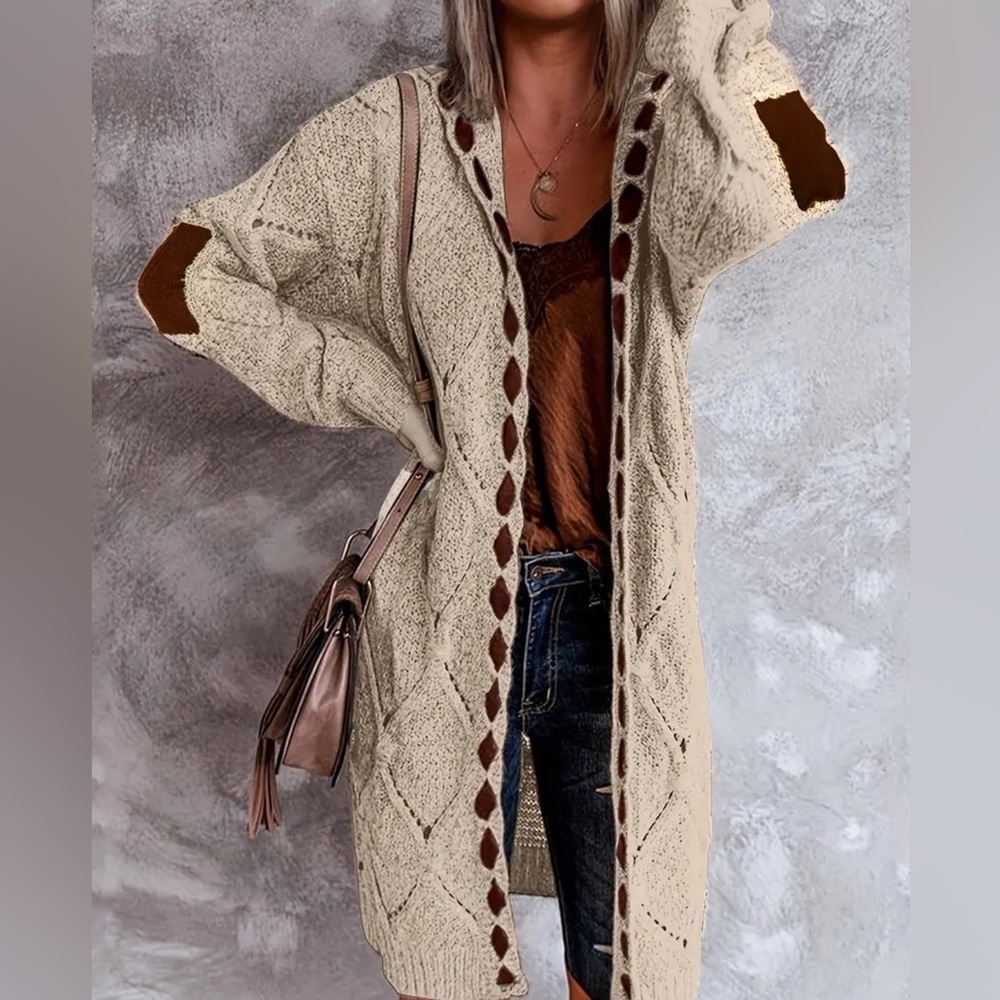 LAST TWO! Vintage Color Block Knitted Cardigan (Duster) Stylish Comfy XL & SM